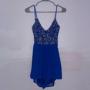 Blue Lace and Tan Romper